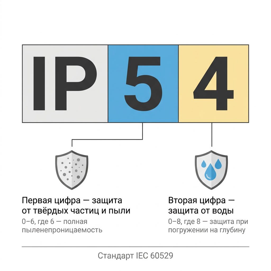 Структура кода класса защиты IP: первая и вторая цифра